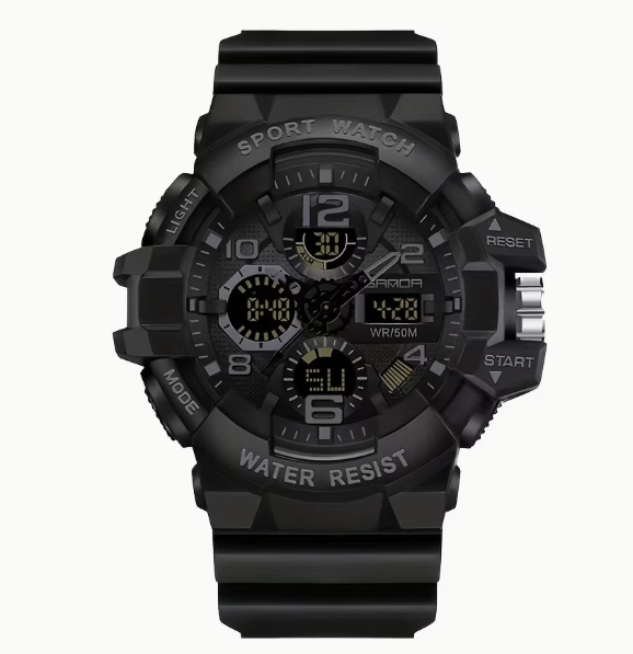Men’s Black Luminous Multifunction Sports Watch