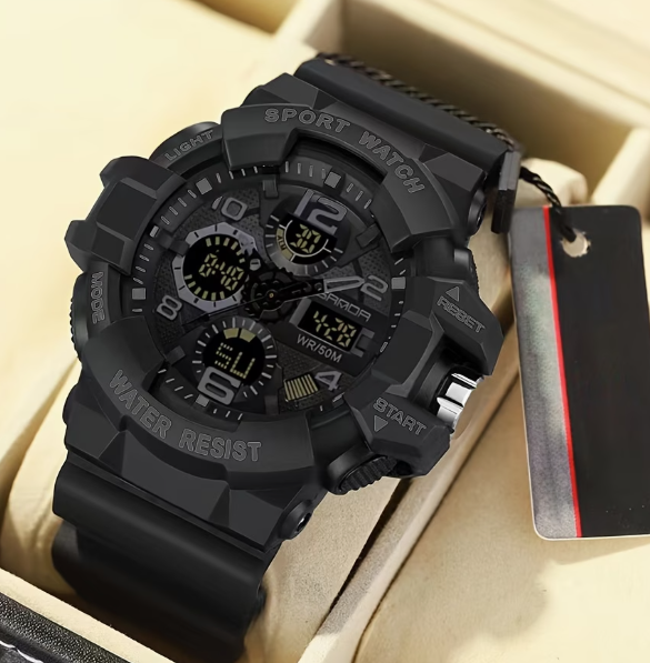 Men’s Black Luminous Multifunction Sports Watch