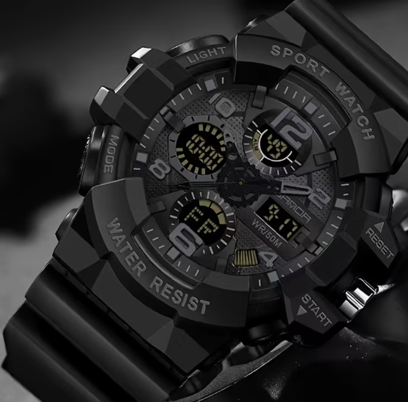 Men’s Black Luminous Multifunction Sports Watch